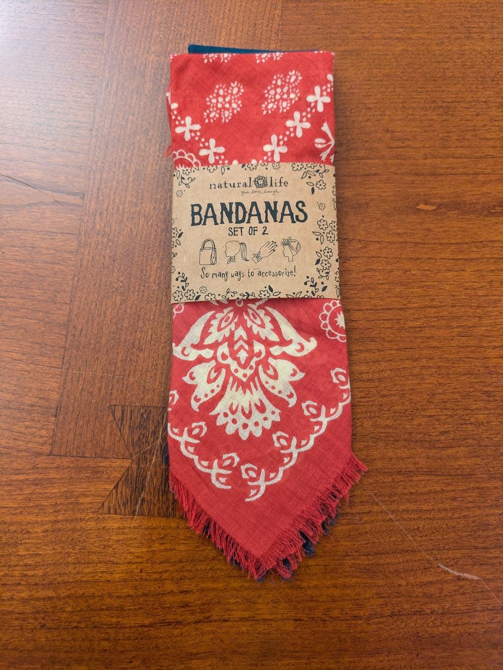 Natural Life Red & White And Blue & Red Bandanas Set of 2